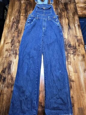 Vintage Squeeze Jeans Blue Denim Bib Carpenter Overalls Womens S 90s Y2K